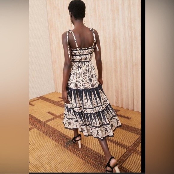 ULLA JOHNSON Indah Tie-Shoulder Printed Midi Dress NWT Sz 8 - Picture 3 of 10